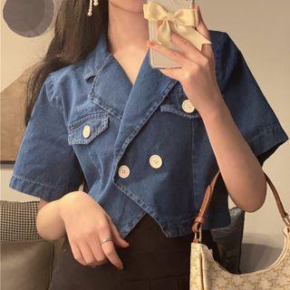 Pocket-detail Cropped Denim Jacket