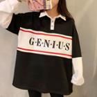 Lettering Polo Pullover Black - One Size