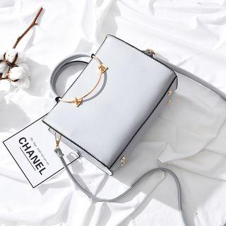 Faux-leather Ring Handle Satchel