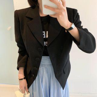Single-breasted Padded-shoulder Jacket