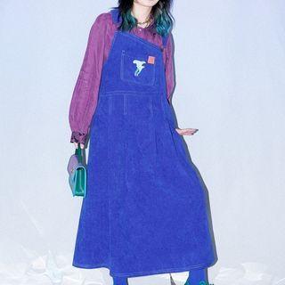 Cartoon Embroidered Overall Dress