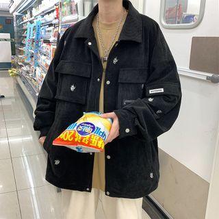 Embroidered Applique Corduroy Jacket