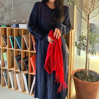 Midi Sweater Dress Navy Blue - One Size