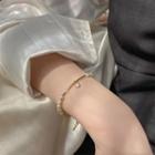 Faux Pearl Rhinestone Bracelet Gold - One Size