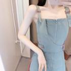Zip Detail Sleeveless Mini A-line Dress