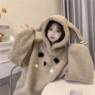Faux Shearling Hooded Oversize Sweatshirt