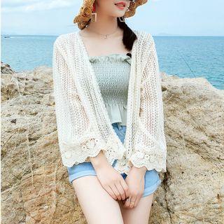 3/4-sleeve Perforated Light Jacket