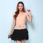 Short-sleeve Ruffled Dress