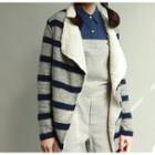 Striped Fleece-lined Knit Jacket