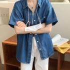 Short-sleeve Denim Loose-fit Shirt