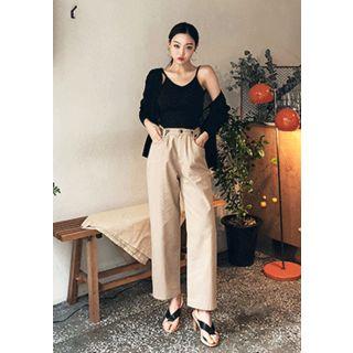 Wide-leg Straight-cut Chino Pants