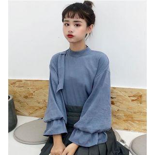 Mock-neck Puff Sleeve Sweatshirt
