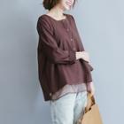 Long-sleeve Tulle Panel Top