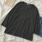 Long-sleeve Striped T-shirt T-shirt - Stripe - Black - One Size