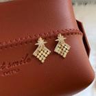 Rhinestone Star & Square Dangle Earring 1 Pair - As Shown In Figure - One Size