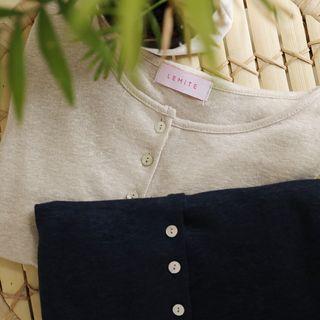 Round-neck Linen Henley Top