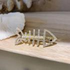 Fish Bone Rhinestone Hair Clip 1pc - Gold - One Size