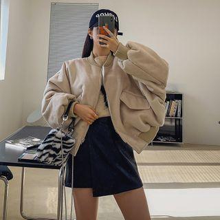 Faux-suede Oversize Flight Jacket