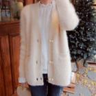 Faux-pearl Buttoned Wool Cardigan