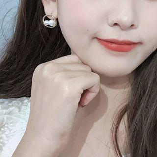Faux Pearl Metal Circle Earring