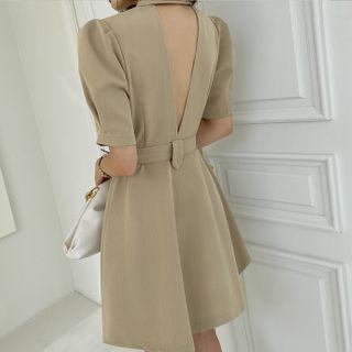 Bare-back Mini Trench Coatdress