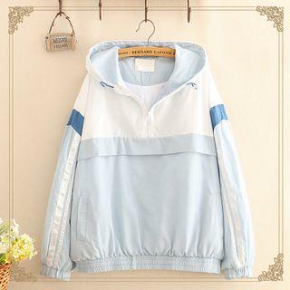 Half Zip Colored Panel Hoodie