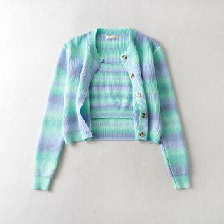 Striped Cardigan / Cropped Camisole Top