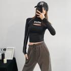Cutout Mock-neck Crop T-shirt