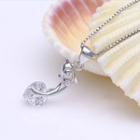 Sterling Silver Rhinestone Dolphin Pendant