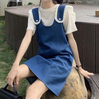 Denim Mini A-line Overall Dress / T-shirt