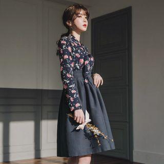 Modern Hanbok Midi Skirt In Charcoal Gray Charcoal Gray - One Size