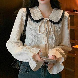 Flared-cuff Fringed Blouse
