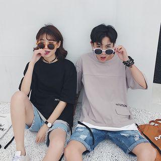 Couple Matching Short-sleeve Panel T-shirt