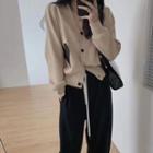 Heart Print Cardigan / Drawstring Wide Leg Pants