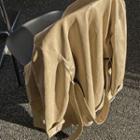 Belted Faux-leather Jacket Beige - One Size