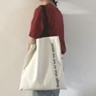 Lettering Canvas Shopper Bag White - One Size