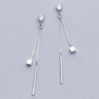 925 Sterling Silver Cube & Bar Fringed Earring 1 Pair - S925 Silver - One Size