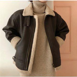 Faux Leather Shearling Coat
