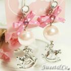 Pink Mini Rocking Horse Pearl Earrings