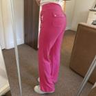 Plain Velvet High Waist Straight Leg Pants