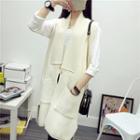 Zip Detail Knit Long Vest