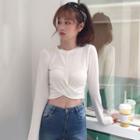 Long-sleeve Cross Strap Cropped Top