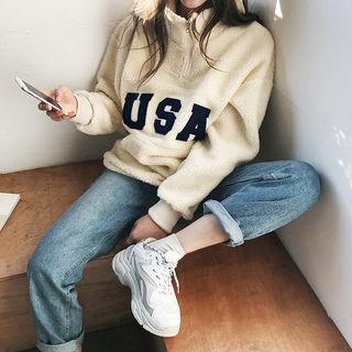 Usa Letter Fleece Anorak Pullover
