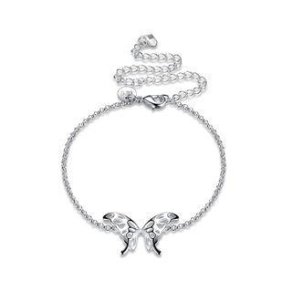 Fashion Simple Hollow Butterfly Anklets Silver - One Size