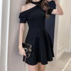 Short-sleeve Cut-out Mini A-line Dress