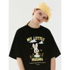 Bunny-printed Cotton T-shirt Black - One Size