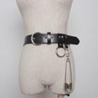 Ring Detail Faux-leather Belt Black - One Size