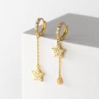 Rhinestone Star Hoop Earring 1 Pair - Asymmetric - Gold - One Size