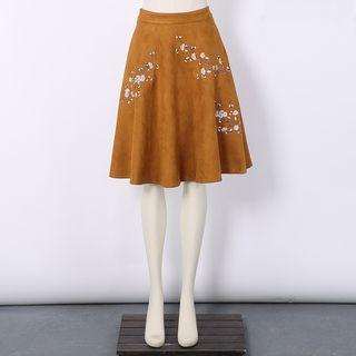 Embroidery Flower A-line Skirt