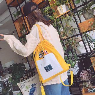 Canvas Two Tone Drawstring Backpack